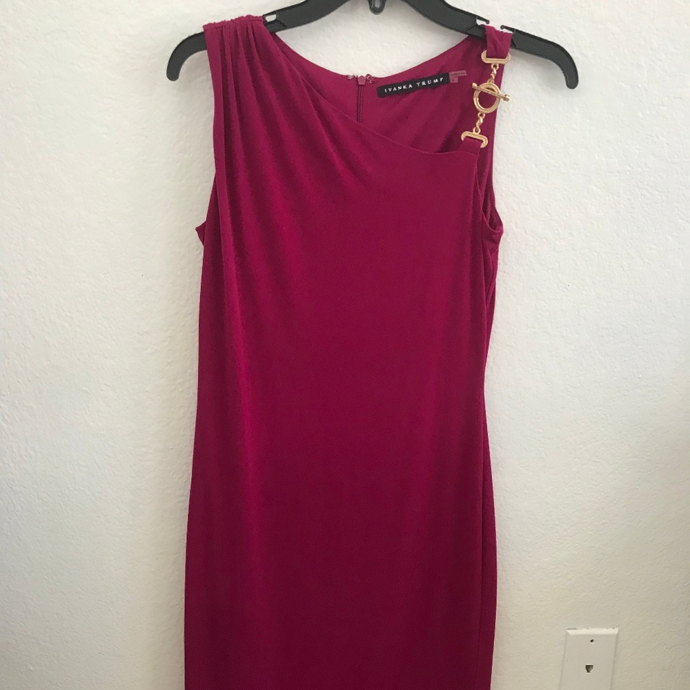 one shoulder fuchsia dress